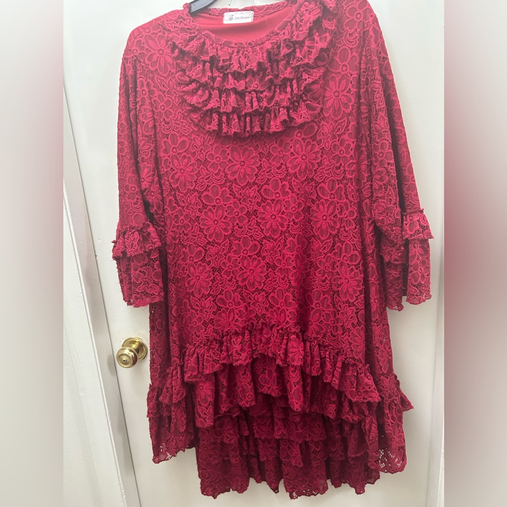 Burgundy lace outfit